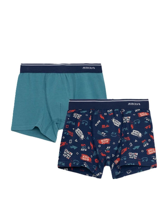 Minerva Game Over Set of Kids' Boxers Blue-green-marine 2pcs