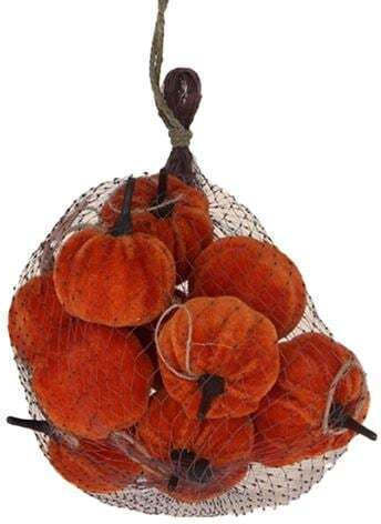 Gisela Graham Set 12 Mici Dovleci Portocalii Din Catifea 5 Cm
