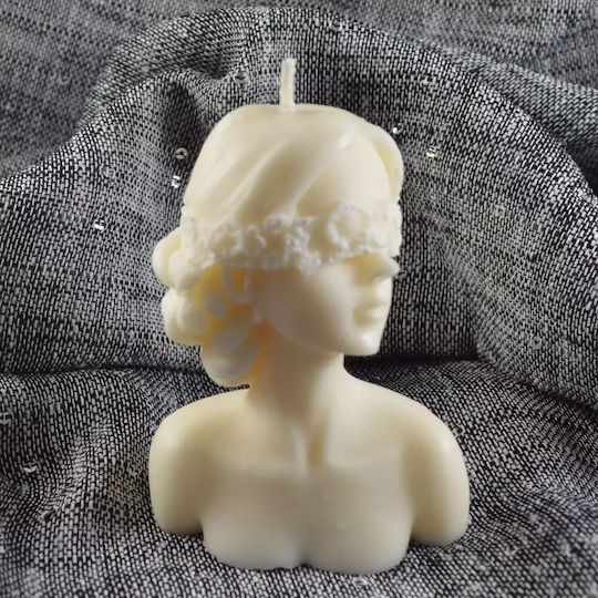 Woman's Statue Candle Closed Eyes Gardenia