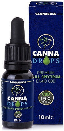 Cannaboss Cannadrops Hemp Oil 1500mg with 15% CBD and 15% CBG 10ml