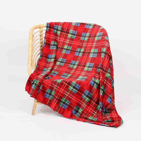 Lucktora Κουβέρτα Fleece Μονή 160x220εκ. Κόκκινη