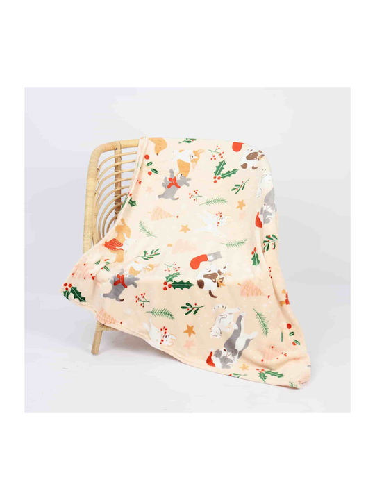 Lucktora Κουβέρτα Fleece Μονή 160x220εκ. Μπεζ