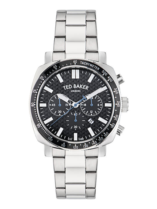 Ted Baker Herrenuhr Chronograph Batterie mit Silber Metallarmband