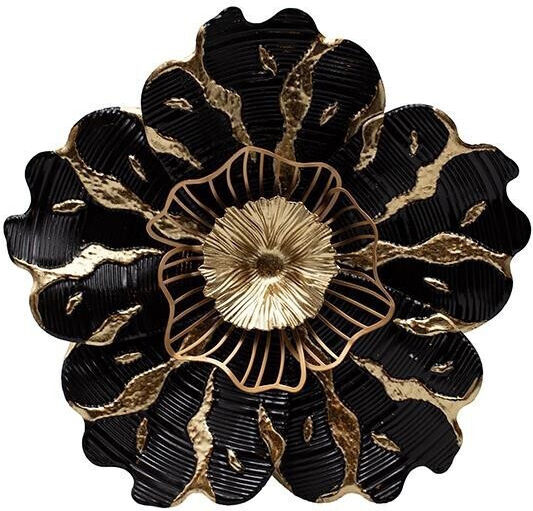Wall Decor Flower Black Made of Metal 38.1x7x38.1cm