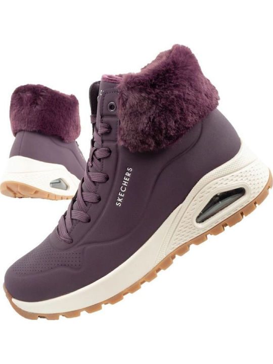 Skechers Uno Rugged Women's Ankle Boots Burgundy