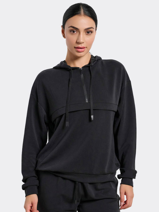 Women's Sweatshirt Hooded Black