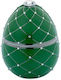 Ароматна Свещ Egg Керамична Зелена Сребърни Райета и Стрази 220гр