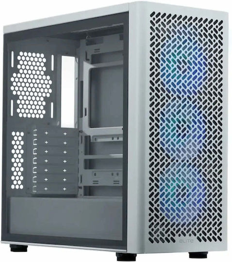 CoolerMaster Elite 502 Gaming Midi Tower Computer Case with Side Window White