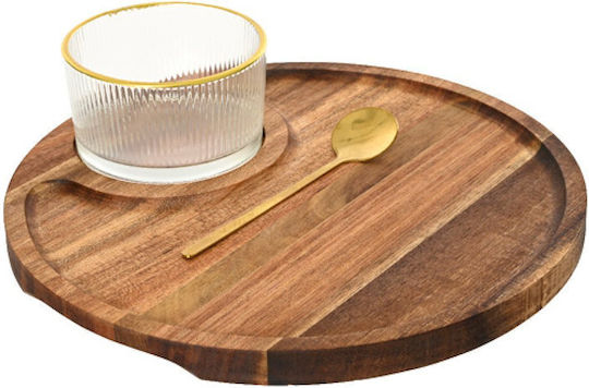Kaemingk Διακοσμητικός Δίσκος Hölzernes Rund 24x6.5x24cm 3Stück