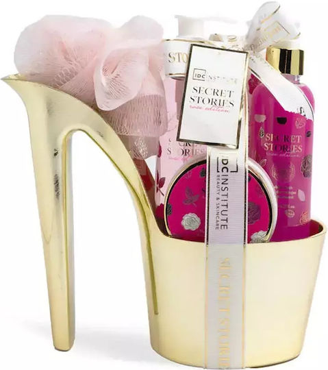 IDC Institute Secret Stories Rose Edition High Heel Shoe Skin Care Set for Moisturizing & Body Cleaning 6pcs