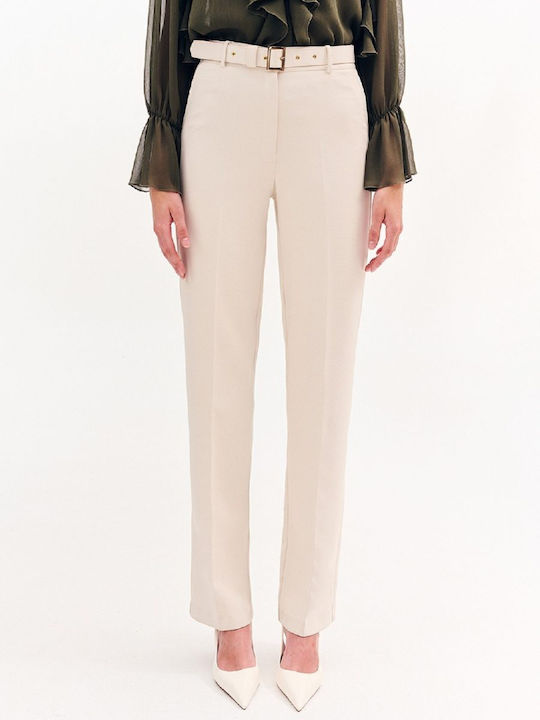 Forel Women's Fabric Trousers Vanilla, Beige