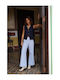 Women's Jean Trousers in Wide Line Sky Blue