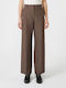 Women's Fabric Trousers in Palazzo Fit Chocolate