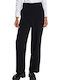 Women's Fabric Trousers Straight Line Black