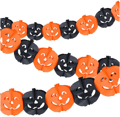 Ghirlandă Decorativă Dovleac Zola 3 M Halloween 17,5 × 17,5 Cm Hârtie Portocaliu Negru