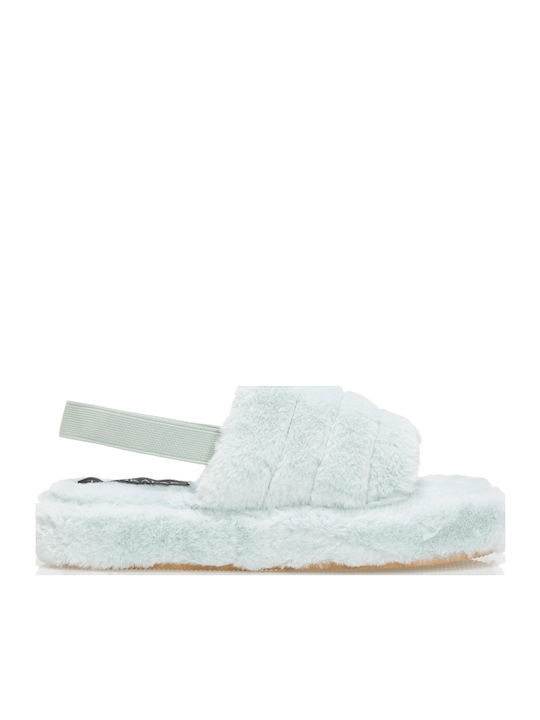 Tsoukalas Winter Damen Hausschuhe mit Fell Türkis