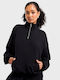 Long Women's Sweatshirt Hooded Black