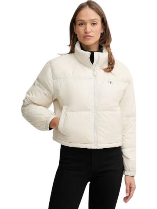 Women's Crop Puffer Jacket for Winter High-shine