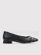 Leather Leopard Ballerinas Black
