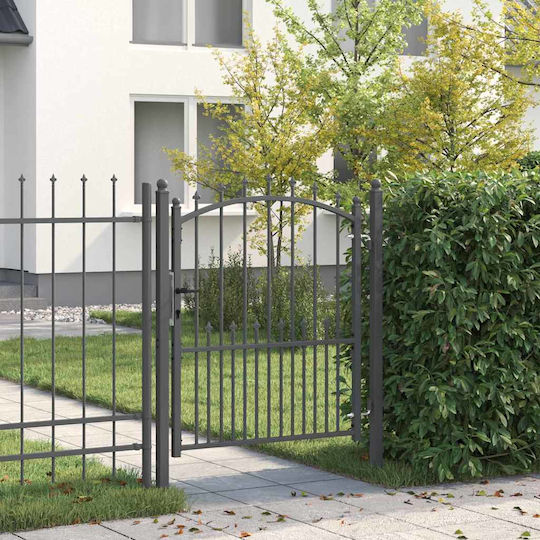 vidaXL Metal Fence Gate with Spears in Gray Color 1.0x1.25m