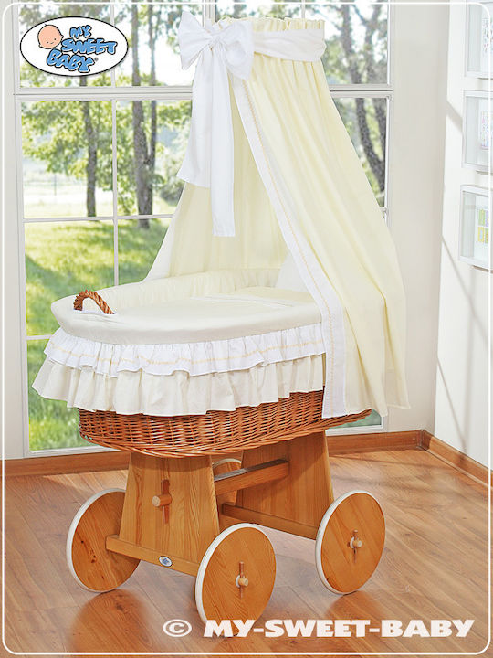 My Sweet Baby Straw Moses Basket with Ecru Stand