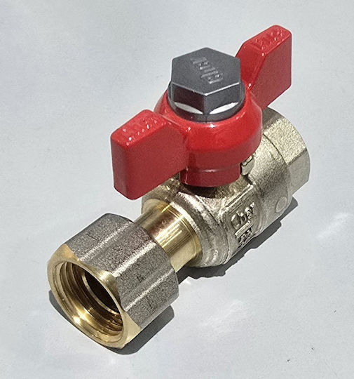 Cherbros Ball Valve 3/4'' Female-Female Union Red Handle