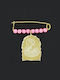 Mertzios.gr Child Safety Pin Eye charm made of Gold Plated Silver with Icon of the Virgin Mary