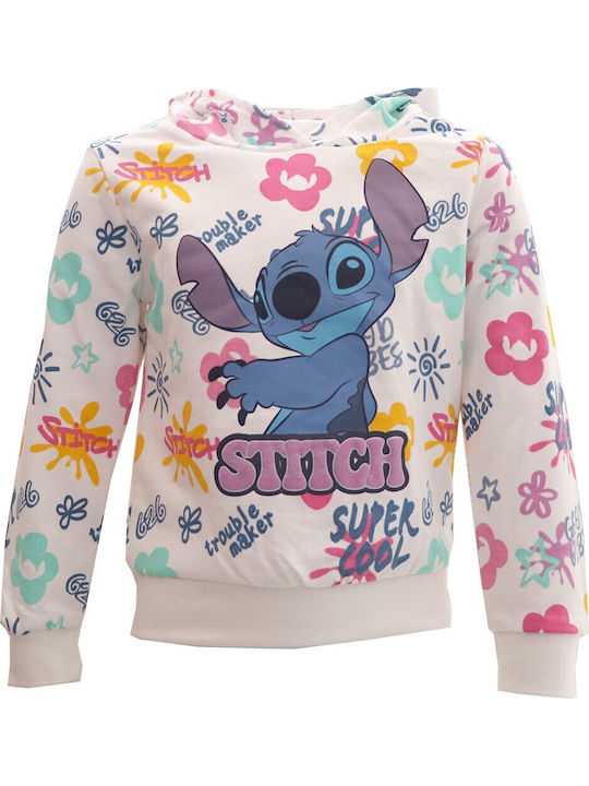 Kids Sweatshirt with Hood Ecru Lilo & Stitch