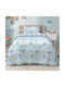 Lino Home Semi Double Cotton Sheet Set Jurassic Nap Petrol 170x260cm 3 Pieces
