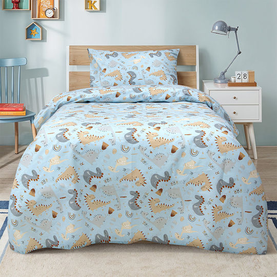 Lino Home Сет Детски Спални Комплекти Полудвойни Памучни Jurrasic Nap Petrol 170x260см 3 Бройки