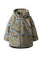 Wasserdichtes Kinderjacke Lässig Lang mit Futter & Kapuze Beige