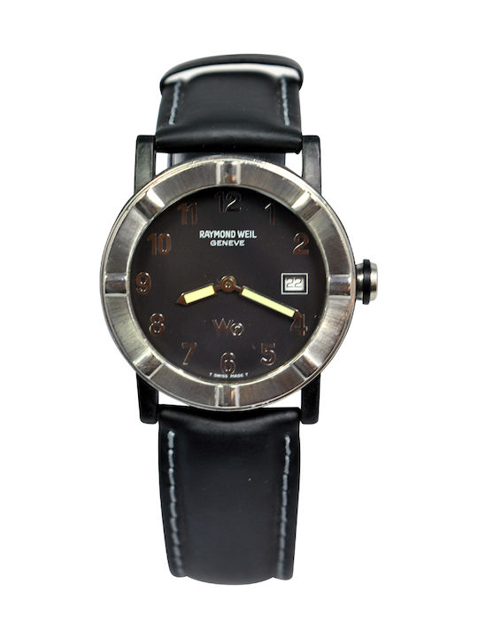 Raymond Weil Geneve Мъжки Часовник 38mm На Батерия с Черна Кожена Каишка