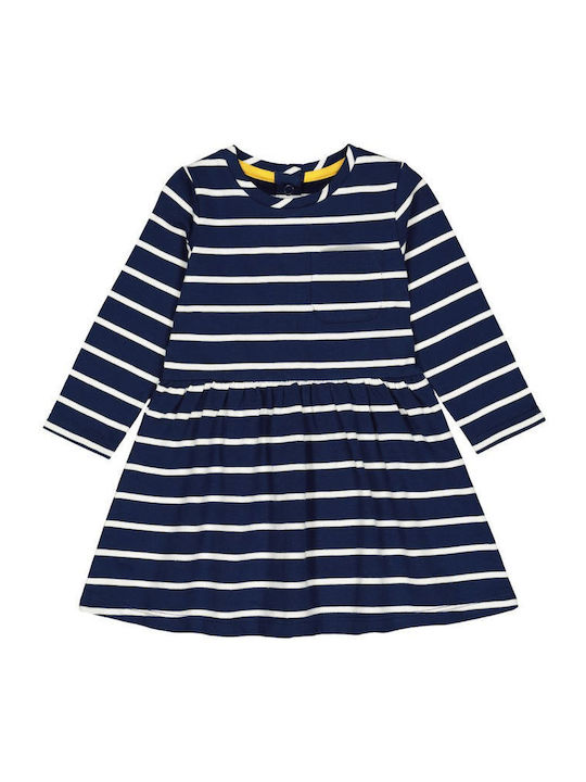 Children's Dress Long Sleeve Striped Set with Tights Blue