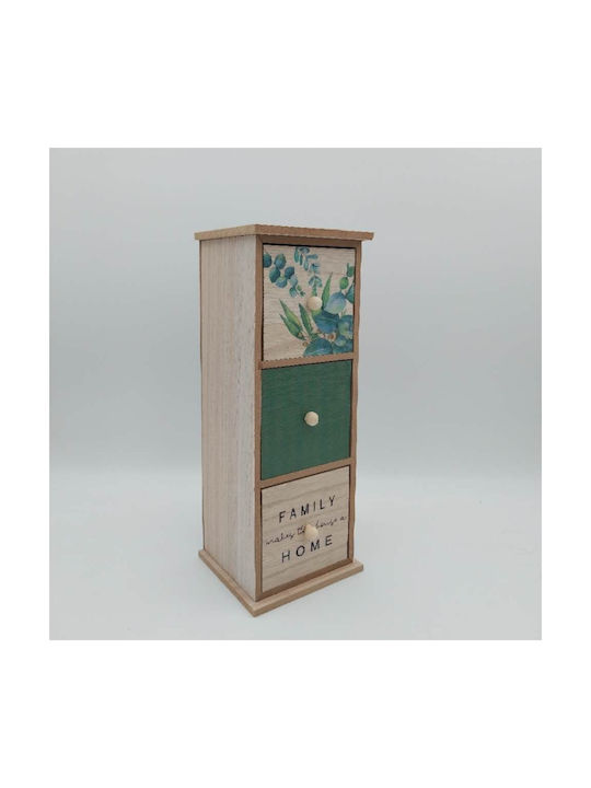 Uncle George Tea Box with Lid Wooden Green 12x11x31cm 1 Piece