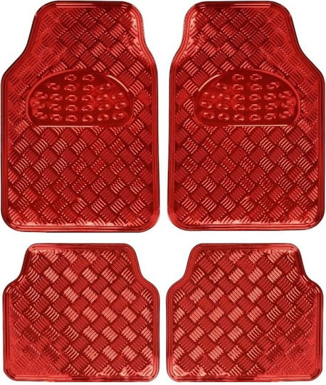 Set of Front and Rear Mats Universal 4pcs Red