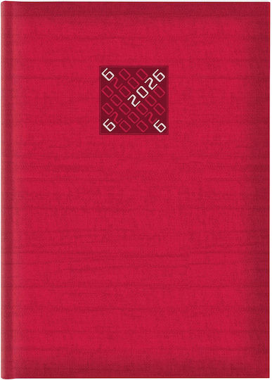 THeofylaktos Daily Desktop Diary Kashmir 2026 Red 21x29.7cm