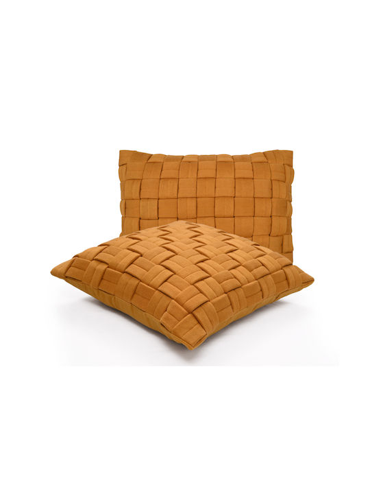 Liolios Home Sofa Cushion Clusp 100% Cotton Mustard 50x50cm