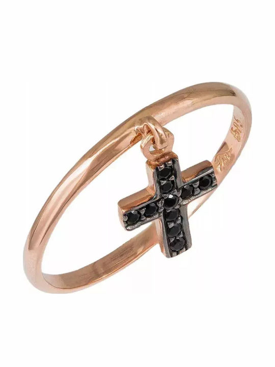 Дамски Пръстен с Циркони от Розово злато 14K