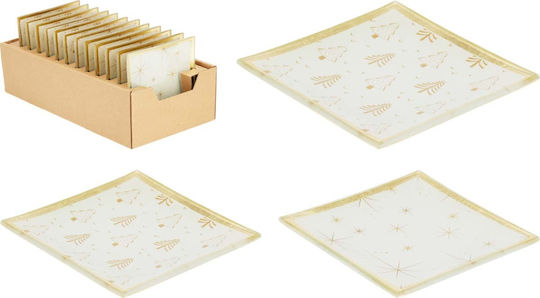 JK Home Decoration Weihnachtliche Teller Glas Gold L10xB10cm.