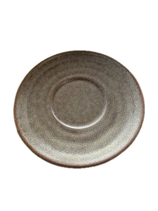 Yuk Plate Shallow made of Porcelain Brown with Diameter 15cm 6pcs