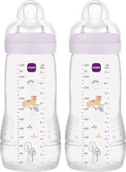 Mam Easy Active Пластмасова Бебешка Бутилка с Силиконов Биберон за 4+ Месеца 330мл 2 Бройки
