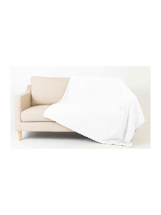 ForHome Κουβέρτα Fleece Μονή 160x220εκ. Λευκή