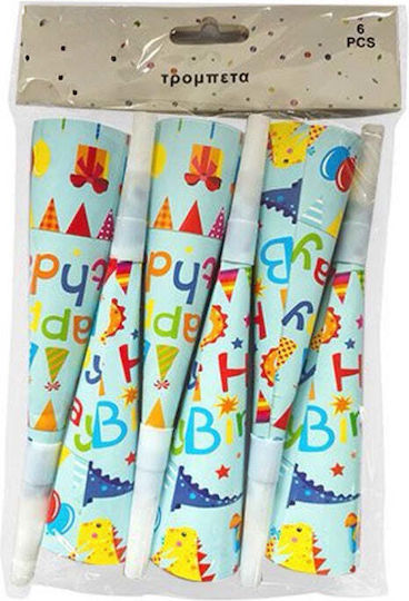 Set of Paper Trumpet Toys Party Dino 6 Pieces
