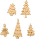 Wooden Carved Christmas Tree Decoration Set of 5 Pieces