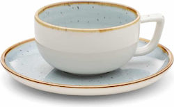Φλυτζάνι Cappuccino 25cl & Πιάτο 16.5εκ Πορσελάνης Duck Egg 6τμχ