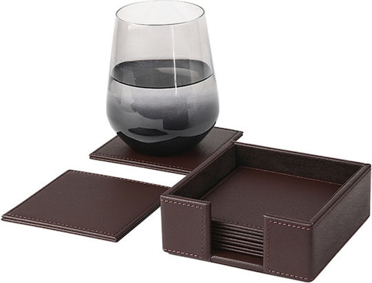 VNC Set De Suporturi Pentru Pahare Din Lemn Maro 11x11cm 6 Bucăți