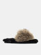 Winter Women's Slippers with Fur Beige