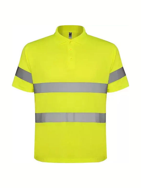 Roly Polo Unisex Cu Mâneci Scurte Cu Benzi Reflectorizante Cămăși De Lucru Polaris Cod 9302 Galben Fluorescent