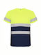 Roly Reflektierendes Kurzärmeliges Unisex Arbeitshemden und T-Shirts Delta Kode 9310 Marineblau Fluoryellow