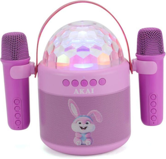 Akai Proffesional Ηχείο Karaoke με Ασύρματα Μικρόφωνα και Εφέ Φωτισμού JoyBox Kids 110583-0038 Ροζ